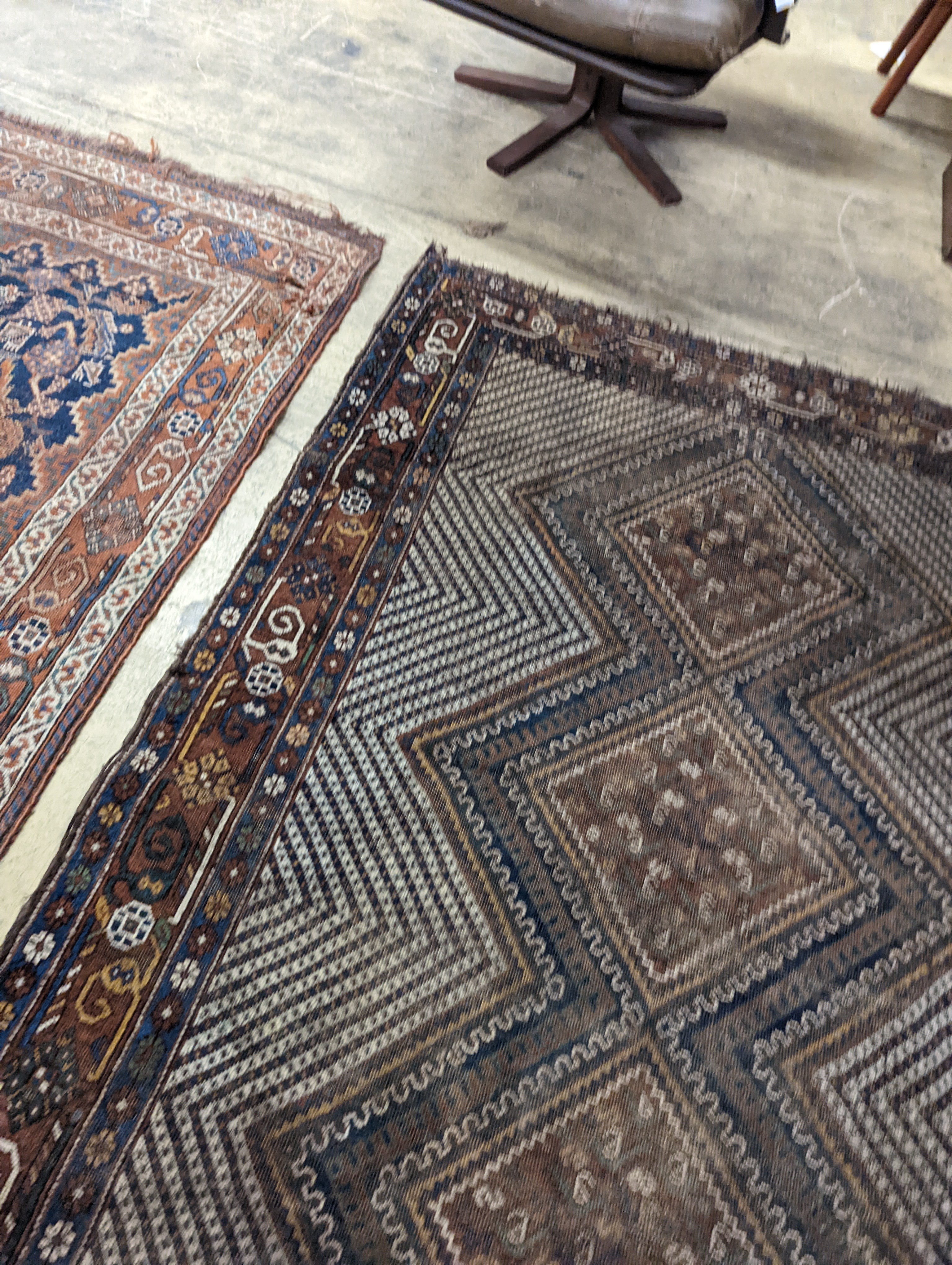 Two antique Caucasian rugs, larger 200 x 135cm